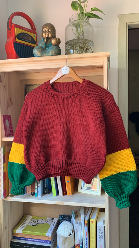 Sweater bordo con color - comprar online