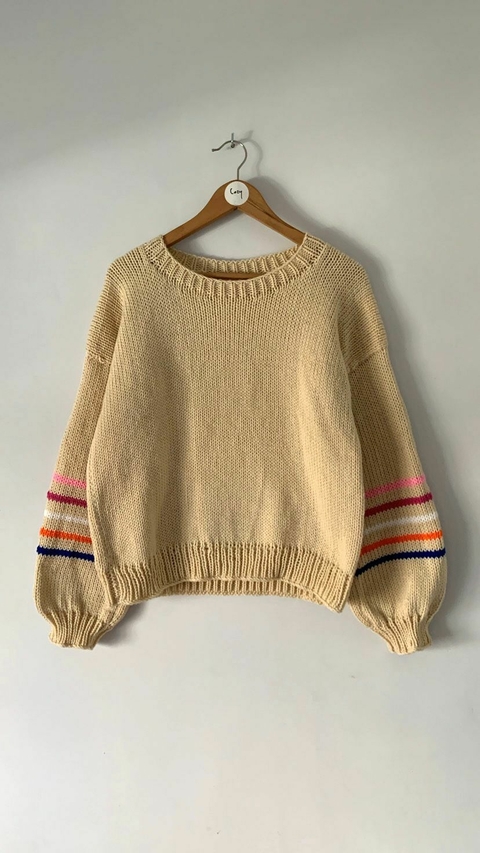 Sweater rayitas beige
