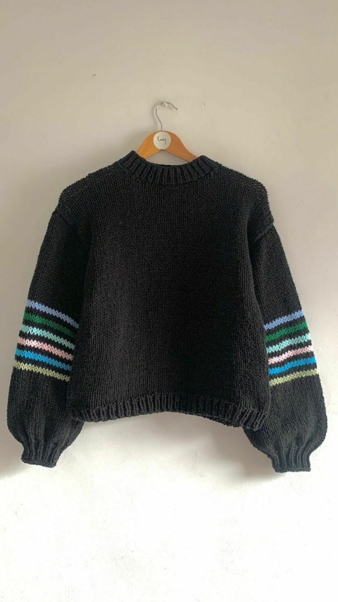 Sweater negro rayitas - comprar online
