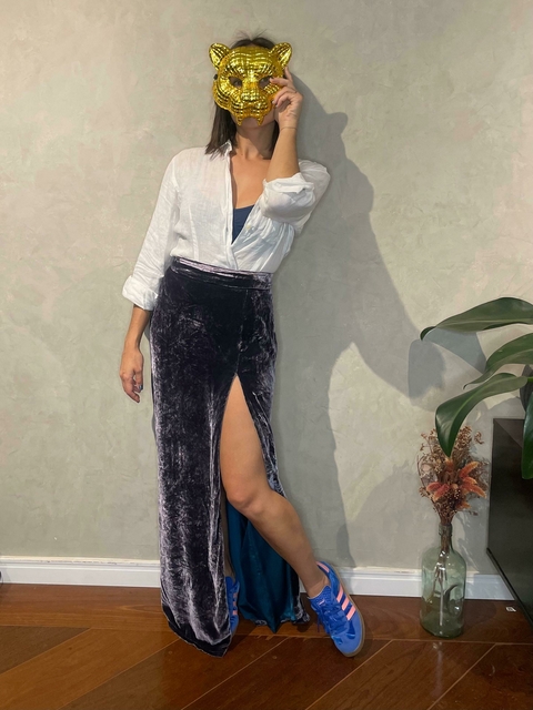 Saia Nathália Veludo Roxo - comprar online