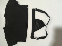 Croptop negro rayas - comprar online