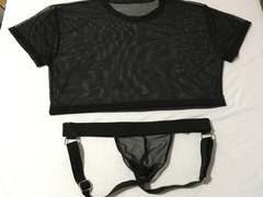 Jockstrap regulable microtul negro - Chulo sextoys