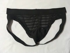 Jockstrap /slip semi transparente negro