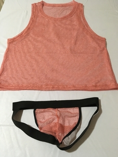 Musculosa en red rosa - comprar online