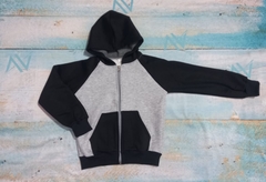 Art. 124 Campera Gris Manga Ranglan negra