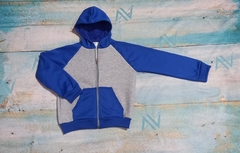 Art. 124 Campera Gris Manga Ranglan Azul - comprar online