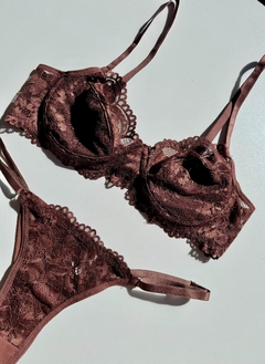 Conjunto de Calcinha e Sutiã S/ Bojo Em Renda e Microfibra - loja online