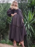 Vestido longo Marrom Escuro Tecido Musseline - Alcione