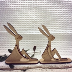 Pareja de conejos sentados