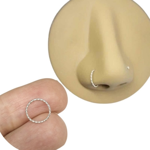 Piercing Nariz Argola Trançada Prata 925