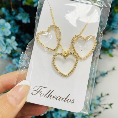 Conjunto Coração Strass