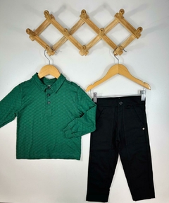 CONJ. CAMISA POLO VERDE TEXT. - comprar online