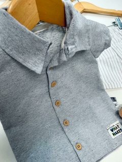 CONJ. CAMISA CINZA BERM. LISTRA. - Mini Look