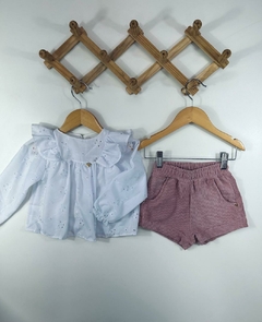CONJ. BATA TECIDO BORDADO - Mini Look