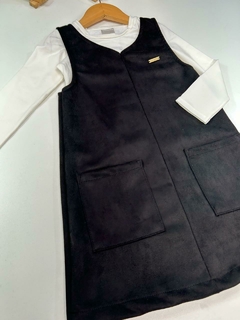 CONJ. SALOPETE SUEDE PRETA - loja online