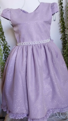 Vestido tule glitter lilás