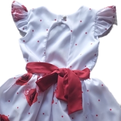 Vestido Floral Vermelho e Branco 10 - comprar online