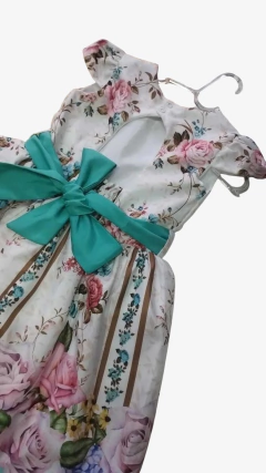 Vestido floral com detalhes verde - loja online