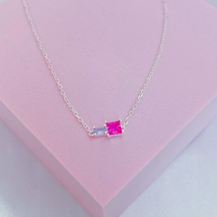 Colar Duo Lilás com Rosa
