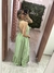 Vestido Longo Costas Nua Listrado Verde na internet