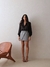 Short Saia Envelope Risca De Giz Cinza