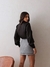 Short Saia Envelope Risca De Giz Cinza - comprar online