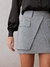 Short Saia Envelope Risca De Giz Cinza -  Manga Rosa