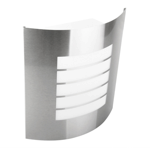 LUMINARIA PARED PANTALLA ACERO INOX. REJILLA OPALINA EXTERIOR BASE E26