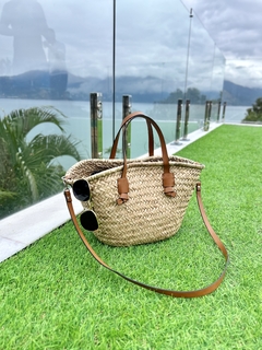 Bolsa de palha com couro - comprar online
