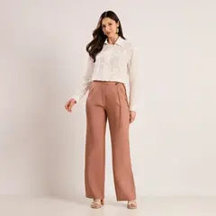CAMISA BIANCA BORDADO CASUAL - SAMARIA MODAS