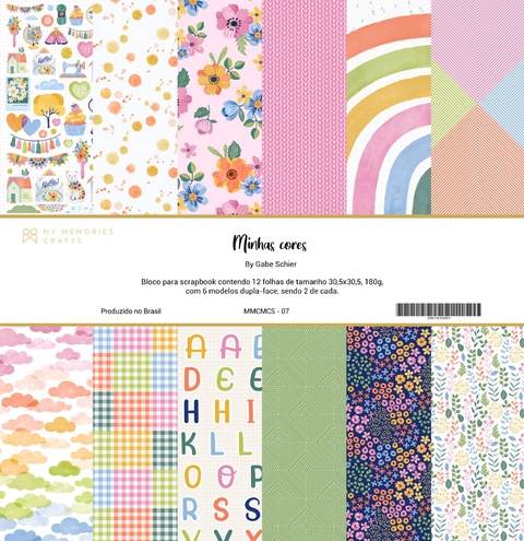 3 Unidades - Bloco 30,5 x 30,5 - Coleção Minhas Cores - My Memories Crafts - MMCMCS-07