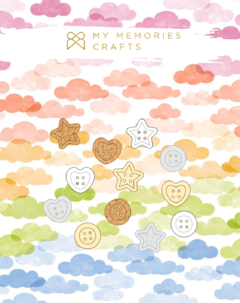 Kit com 3 Unidades - Coleção Minhas Cores - Kit de Botões Diferentes - My Memories Crafts - MMCMCS-11