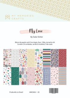 3 Unidades - Bloco A4 - Coleção My Love - My Memories Crafts - MMCMLV-08