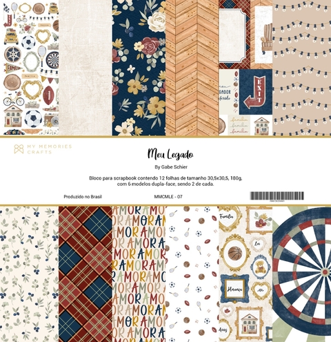 Kit com 3 Unidades - Coleção Meu Legado - Bloco 30,5x30,5 - My Memories Crafts - MMCMLE-07