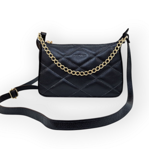 BOLSA EM COURO PRETO COD. 4390 - comprar online