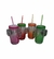 2 Vasos de Vidrio c/ ]Tapa y Sorbete tipo Cactus - AM103538 843575 GR101210