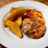 SUPREMA DE POLLO NAPOLITANA (jamon, queso& fileto)
