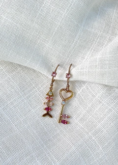 Argola Chave/Peixe Rosa