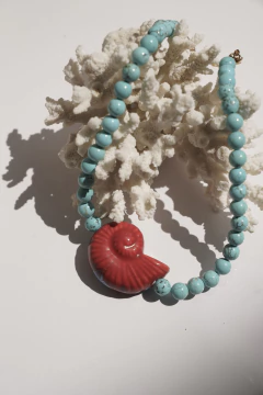 Colar Turquesa Concha Coral