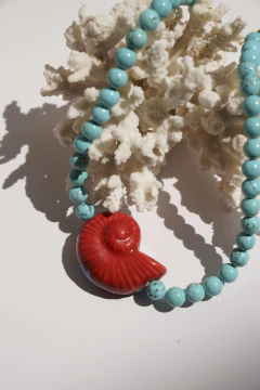 Colar Turquesa Concha Coral - comprar online