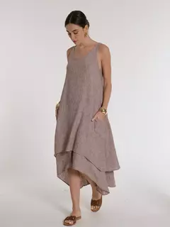 Vestido Lino Rugoso Jamaica - Mezcal
