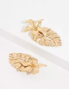 Aretes dorados Hoja