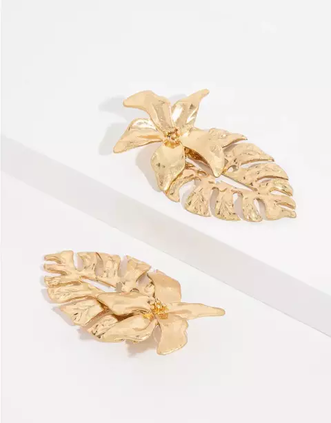 Aretes dorados Hoja