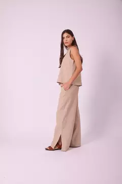 Pantalón Lino Beige - comprar online