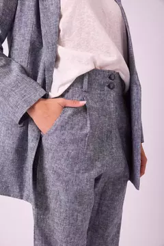 Pantalon Lino Melange Negro - comprar online