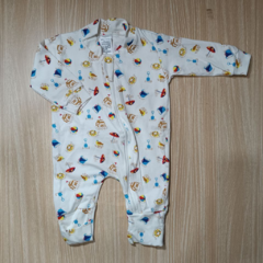 Macacão Com Zíper Suedine Estampado