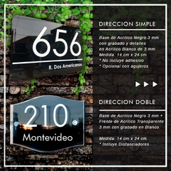 CARTEL DIRECCION NEGRO DE ACRÍLICO - DOBLE