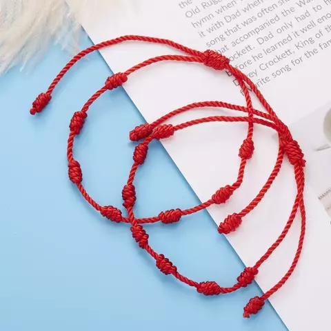 Pulseira Vermelha kit com 4 pulseiras da Sorte 7 Nós | Amuleto da Kabbalah | Proteção contra o Mau-Olhado | Prosperidade | - comprar online