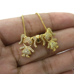 Colar corrente com 2 filhas Meninas - comprar online