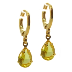 Brinco Argola Click Gotas Zircônia Diversas Cores - Kamene Joias 